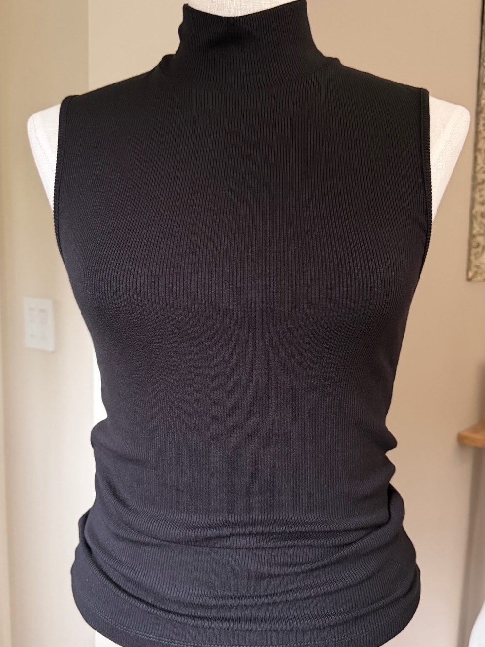 Sanctuary Black Ribbed Mock Neck Sleeveless Tank